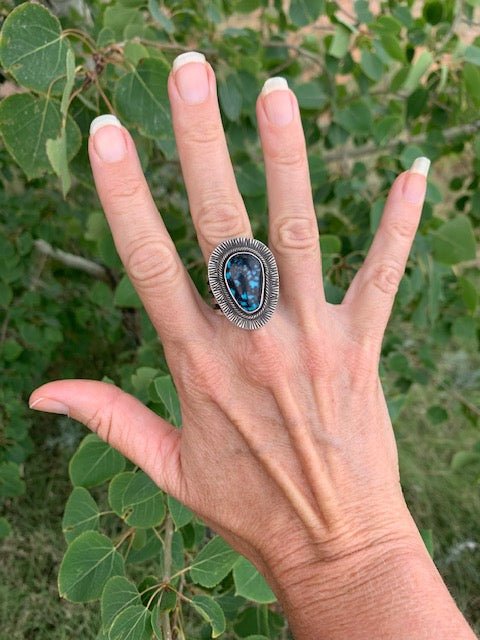 Blue turquoise stone on sale ring