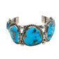 Tony Aguilar Sr Bracelet With Five Hand Cut Morenci Turquoise Stones - Turquoise & Tufa
