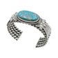 Traditional Navajo Cuff of Natural Morenci Turquoise by Julian Chavez - Turquoise & Tufa