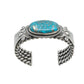 Traditional Navajo Cuff of Natural Morenci Turquoise by Julian Chavez - Turquoise & Tufa