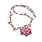 Tsatowe Billings Beaded Pink Flower Necklace - Turquoise & Tufa