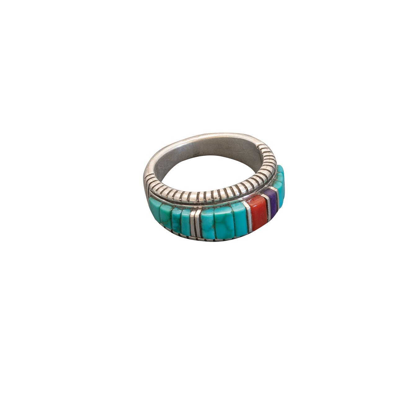 Turquoise Inlay Ring by Phil and Fannie Bitsoi-Russell - Turquoise & Tufa