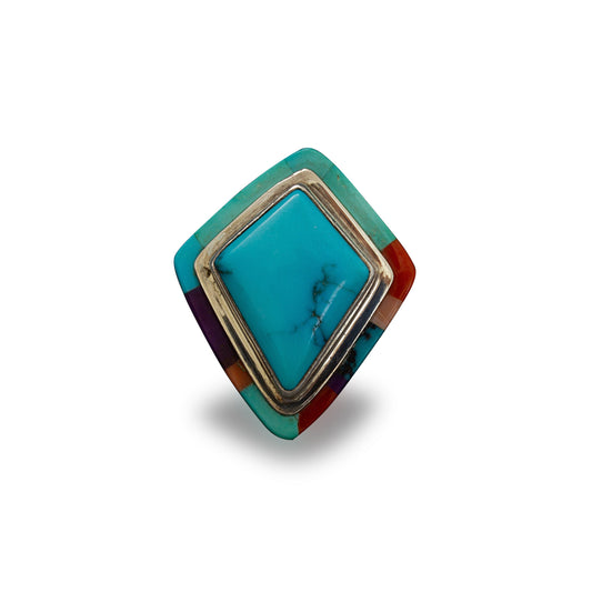 Victor Gabriel Turquoise Inlay Statement Ring - Turquoise & Tufa