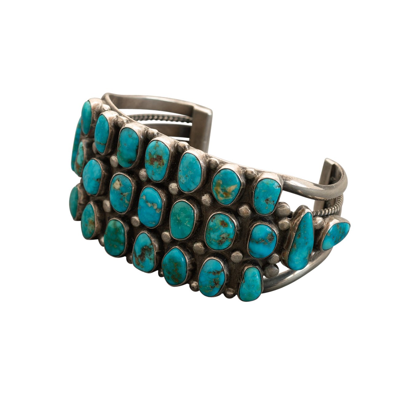 Vintage 25 Stone Turquoise Bracelet By Verdy Jake - Turquoise & Tufa