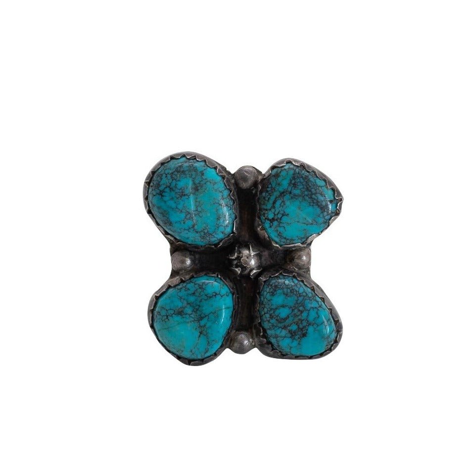 Vintage Allen Pooyouma Turquoise Ring - Turquoise & Tufa