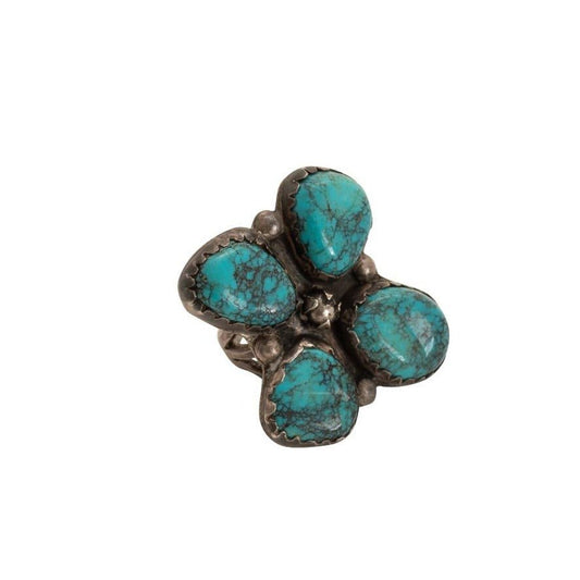 Vintage Allen Pooyouma Turquoise Ring - Turquoise & Tufa