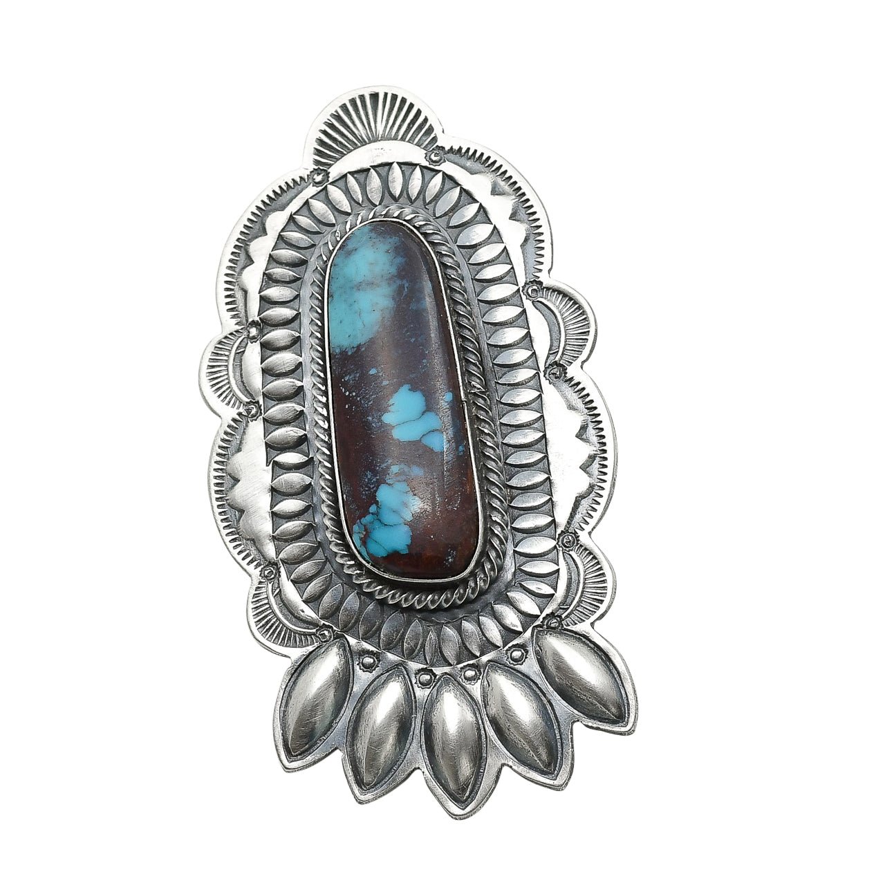 Vintage Bisbee Pin Pendant by Navajo Jeweler Paul Begay - Turquoise & Tufa