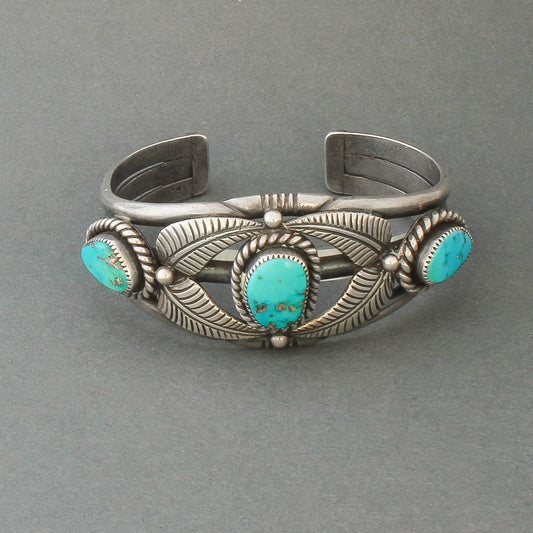 Vintage Bracelet By McKee Platero Of Turquoise and Silver - Turquoise & Tufa