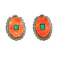 Vintage Earrings of Mosaic Inlay Spiny Oyster and Turquoise - Turquoise & Tufa