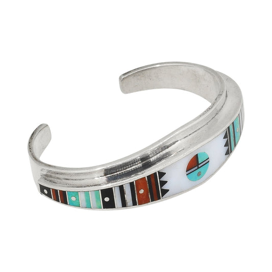 Vintage Ernest Benally Bracelet With Inlay - Turquoise & Tufa