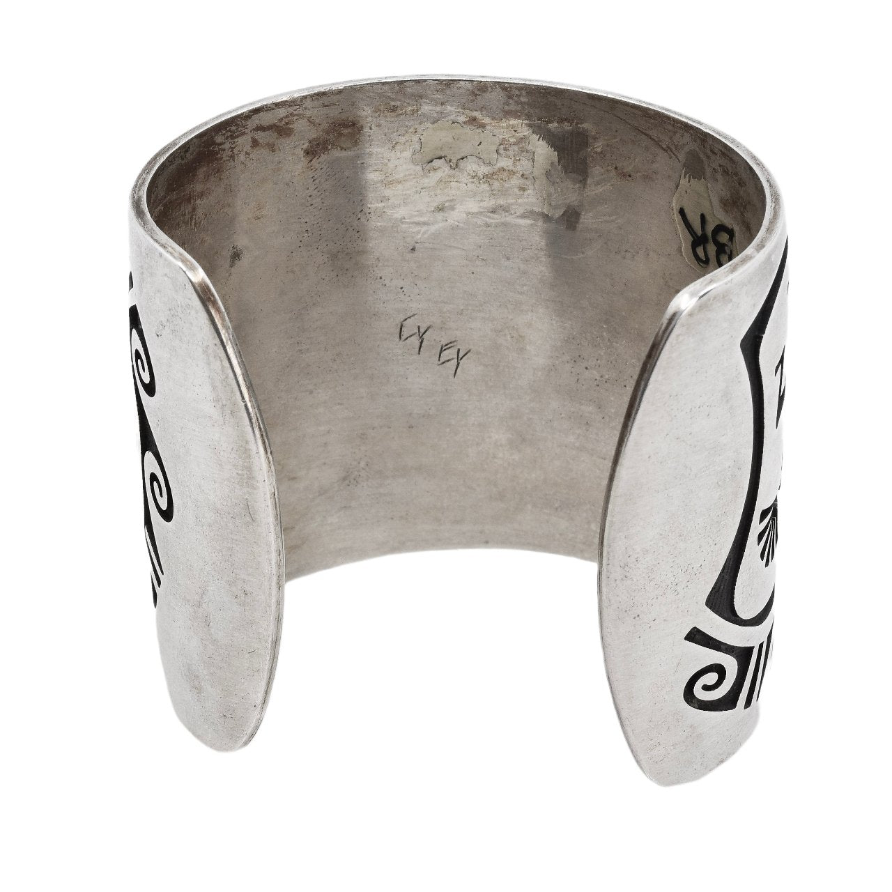 Vintage Hopi Silver Overlay Kokopelli Bracelet – Turquoise & Tufa