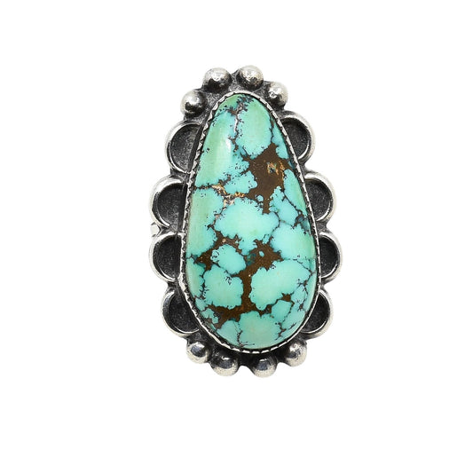 Vintage Jerry Quintana Ring With Large Turquoise Stone - Turquoise & Tufa
