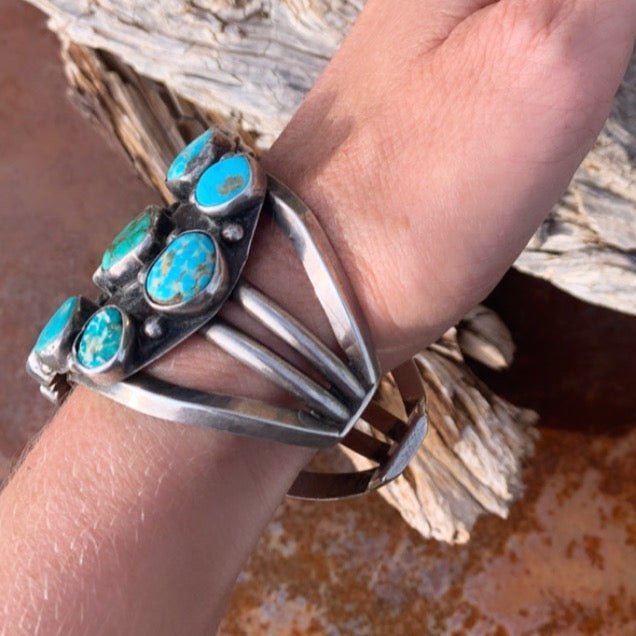 Vintage Mark Chee Bracelet of Natural Turquoise - Turquoise & Tufa