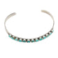 Vintage Narrow Zuni Row Bracelet With Flush Inlay Turquoise Stones - Turquoise & Tufa