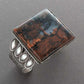 Vintage Navajo Bracelet of Silver With Large Square Agate Stone - Turquoise & Tufa