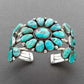 Vintage Navajo Cluster Bracelet of Silver and Turquoise - Turquoise & Tufa