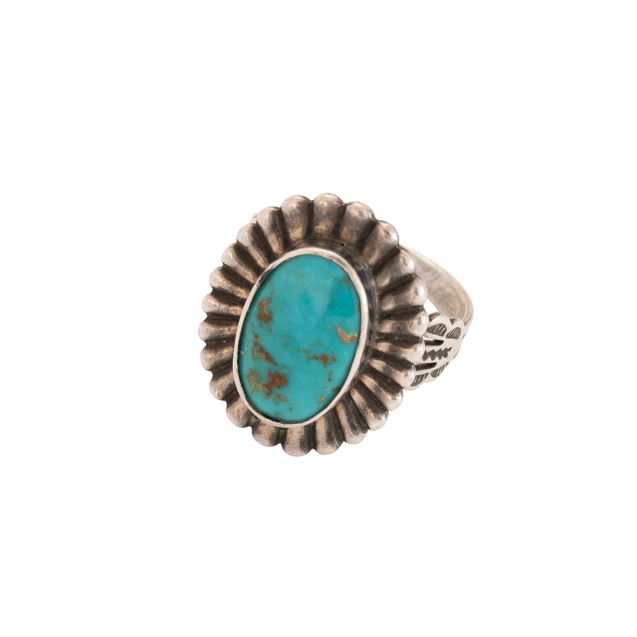 Vintage Navajo Fred Harvey Turquoise Ring - Turquoise & Tufa
