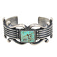 Vintage Navajo Silver and Turquoise Sand Cast Bracelet - Turquoise & Tufa