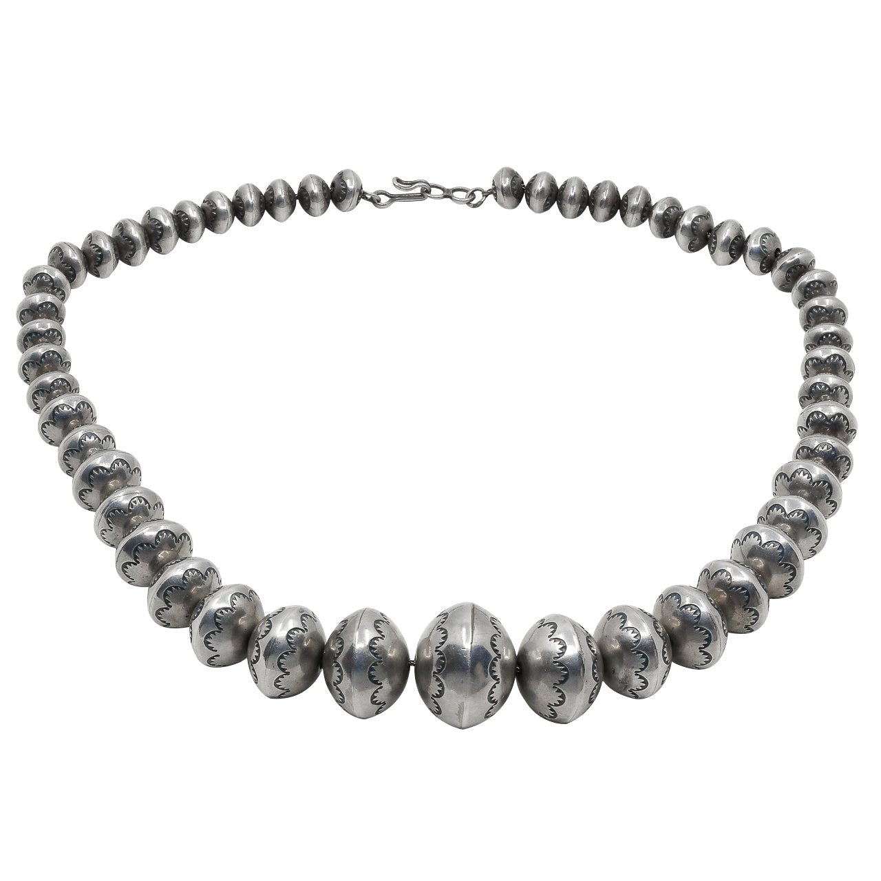 Vintage Navajo Silver Beads - Turquoise & Tufa