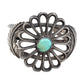 Vintage Navajo Silver Sand Cast Flower Bracelet With Turquoise - Turquoise & Tufa