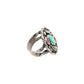 Vintage Navajo Turquoise and Coral Ring With Leaf Work - Turquoise & Tufa