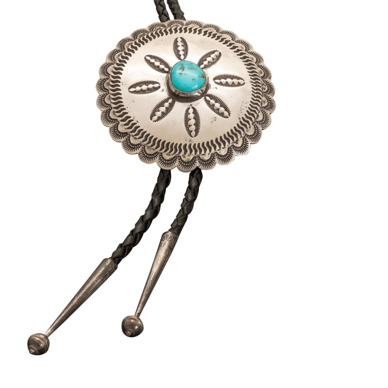 Vintage Navajo Turquoise Bolo By Ben Yellowhorse - Turquoise & Tufa