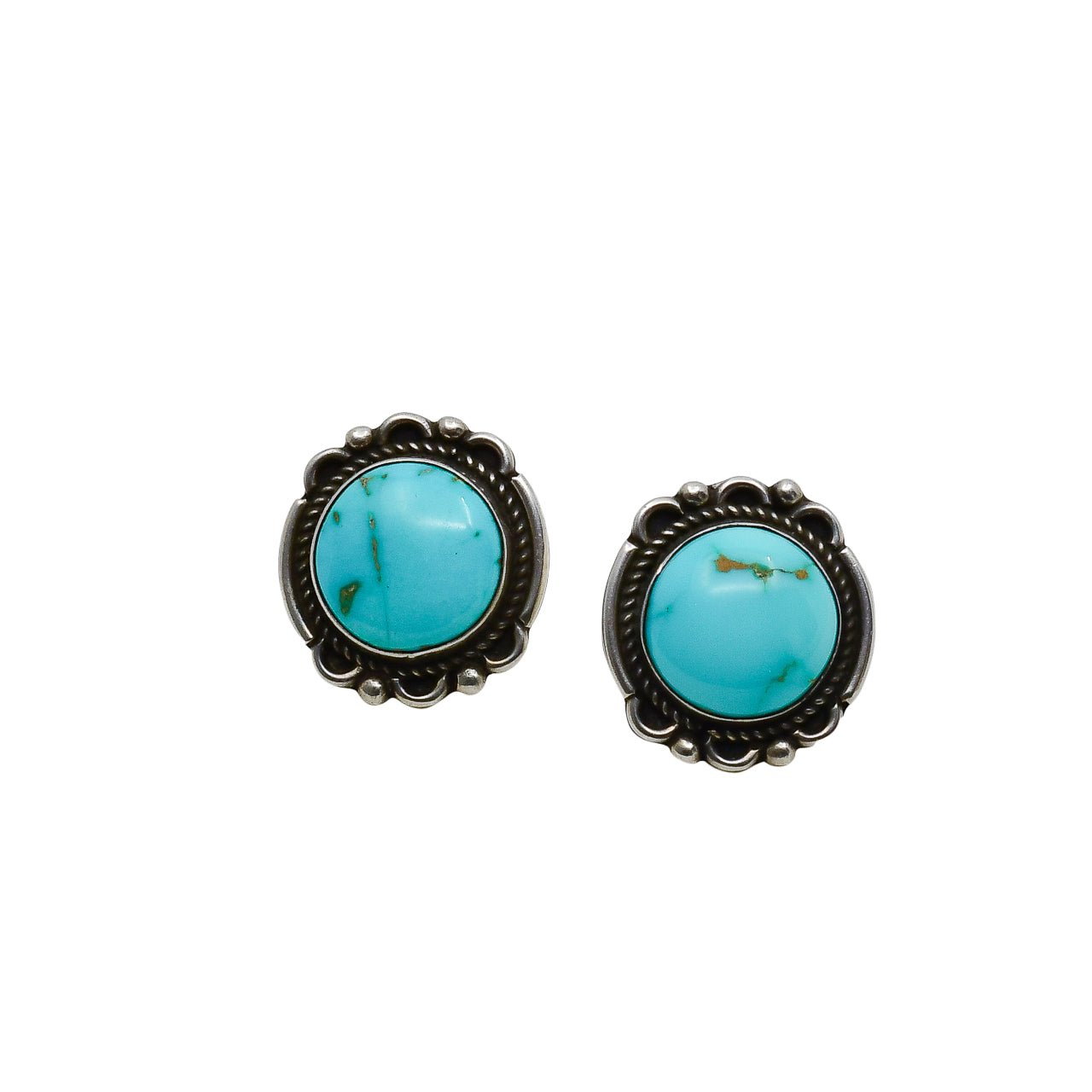 Vintage Navajo Turquoise Earrings Circa 1950 - Turquoise & Tufa