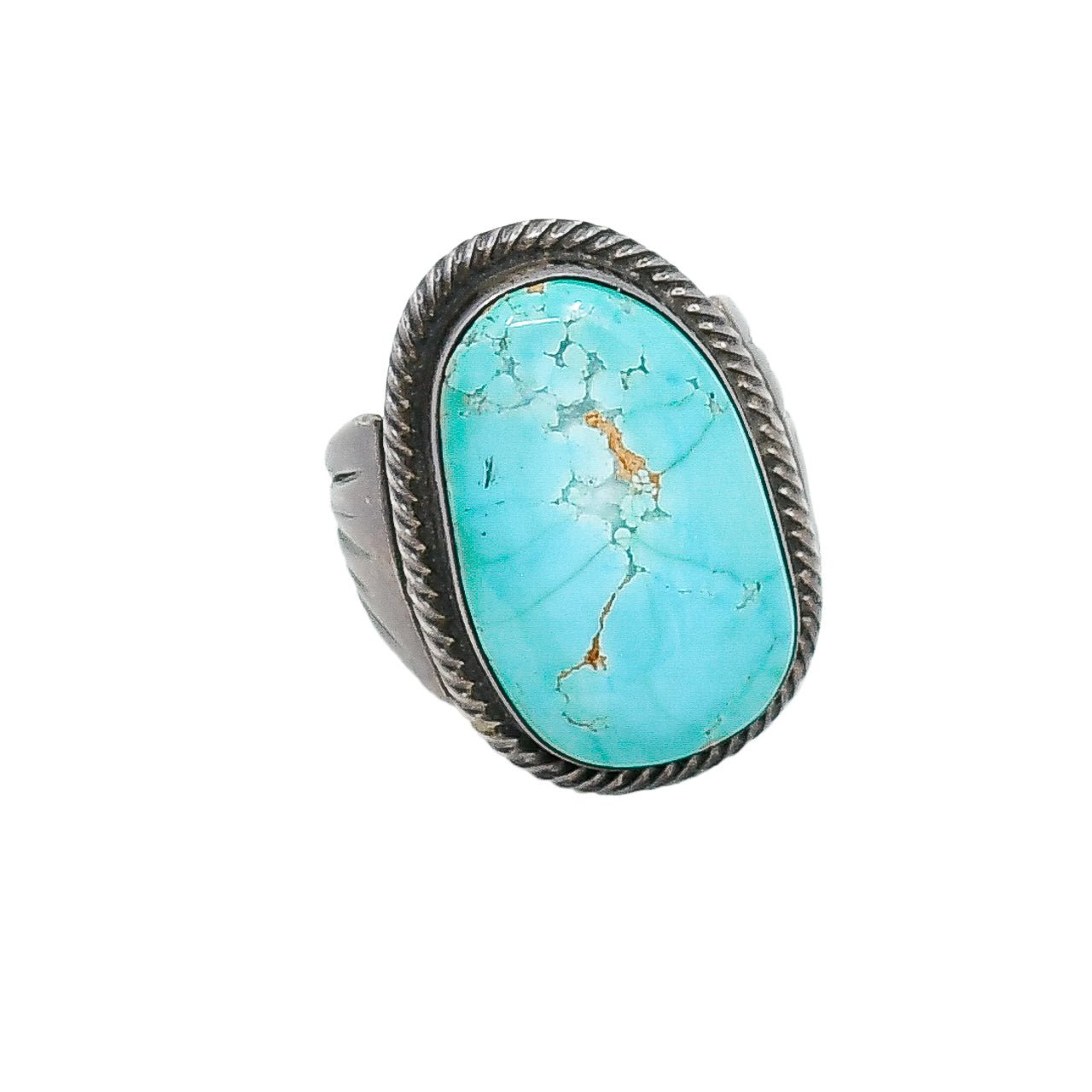 Vintage Pete Paquin Ring Zuni Handmade - Turquoise & Tufa