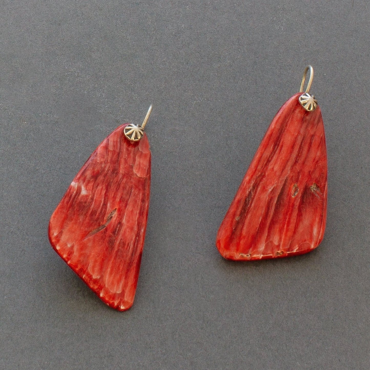 Vintage Red Spondylus Shell Earrings by Harry H. Begay - Turquoise & Tufa