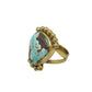 Vintage Ring by Tony Aguilar Senior of Brass and Turquoise - Turquoise & Tufa