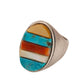 Vintage Ring of Multi-Stone Inlay Representing Stacked Corn - Turquoise & Tufa