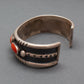 Vintage Silver and Coral Navajo Row Bracelet - Turquoise & Tufa