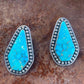 Vintage Silver and Turquoise Earrings Navajo Handmade - Turquoise & Tufa