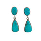 Vintage Turquoise Dangle Earrings of Teardrop Shape - Turquoise & Tufa