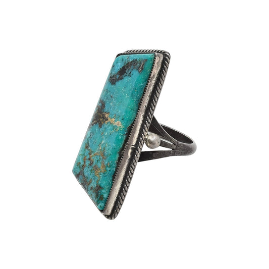 Vintage Turquoise Ring With Elongated Stone By Glen Paquin - Turquoise & Tufa