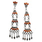 Vintage Zuni Chandelier Dangle Earrings of Coral - Turquoise & Tufa