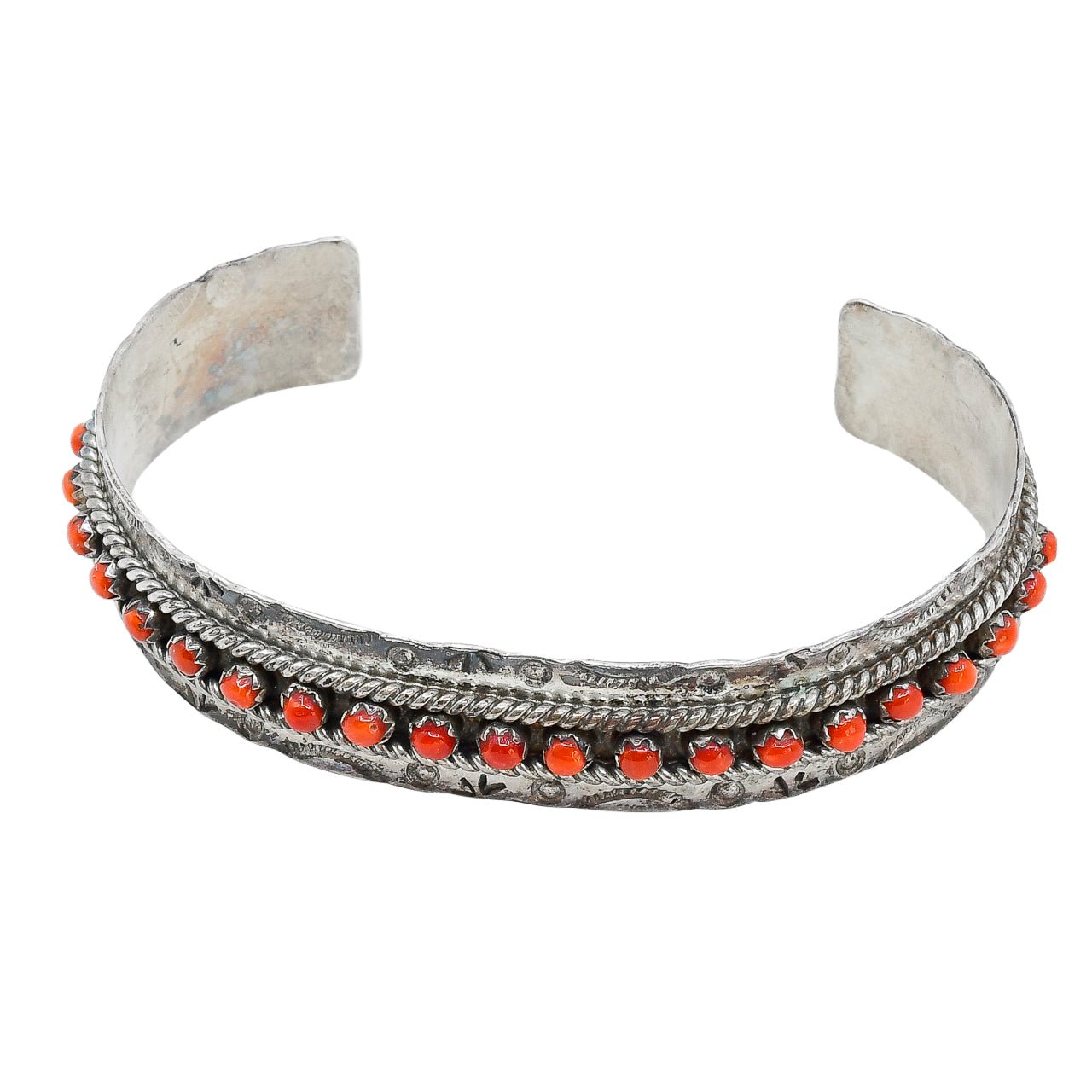 Vintage Zuni Coral Bracelet by Jason and Pearl Ukestine - Turquoise & Tufa