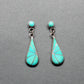 Vintage Zuni Dangle Earrings of Channel Inlay Turquoise - Turquoise & Tufa