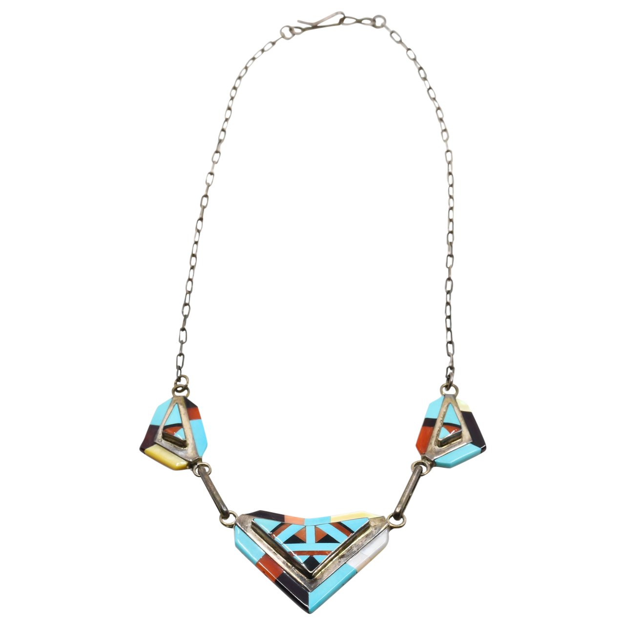 Vintage Zuni Inlay Necklace by Ophelia Panteah - Turquoise & Tufa
