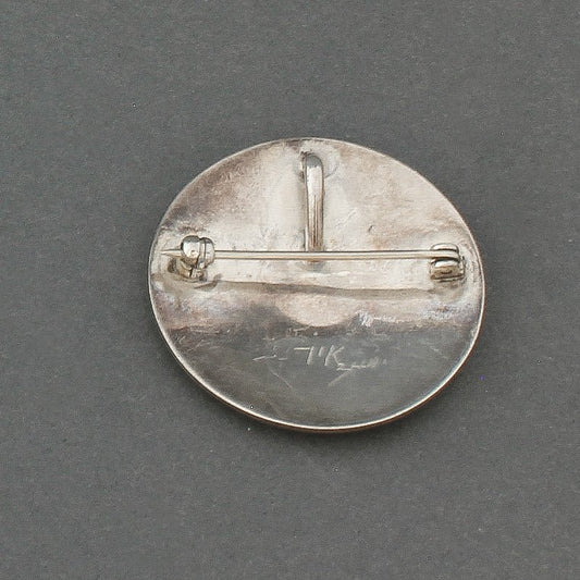 Vintage Zuni Inlay Sunface Or Tawa Pin Pendant - Turquoise & Tufa