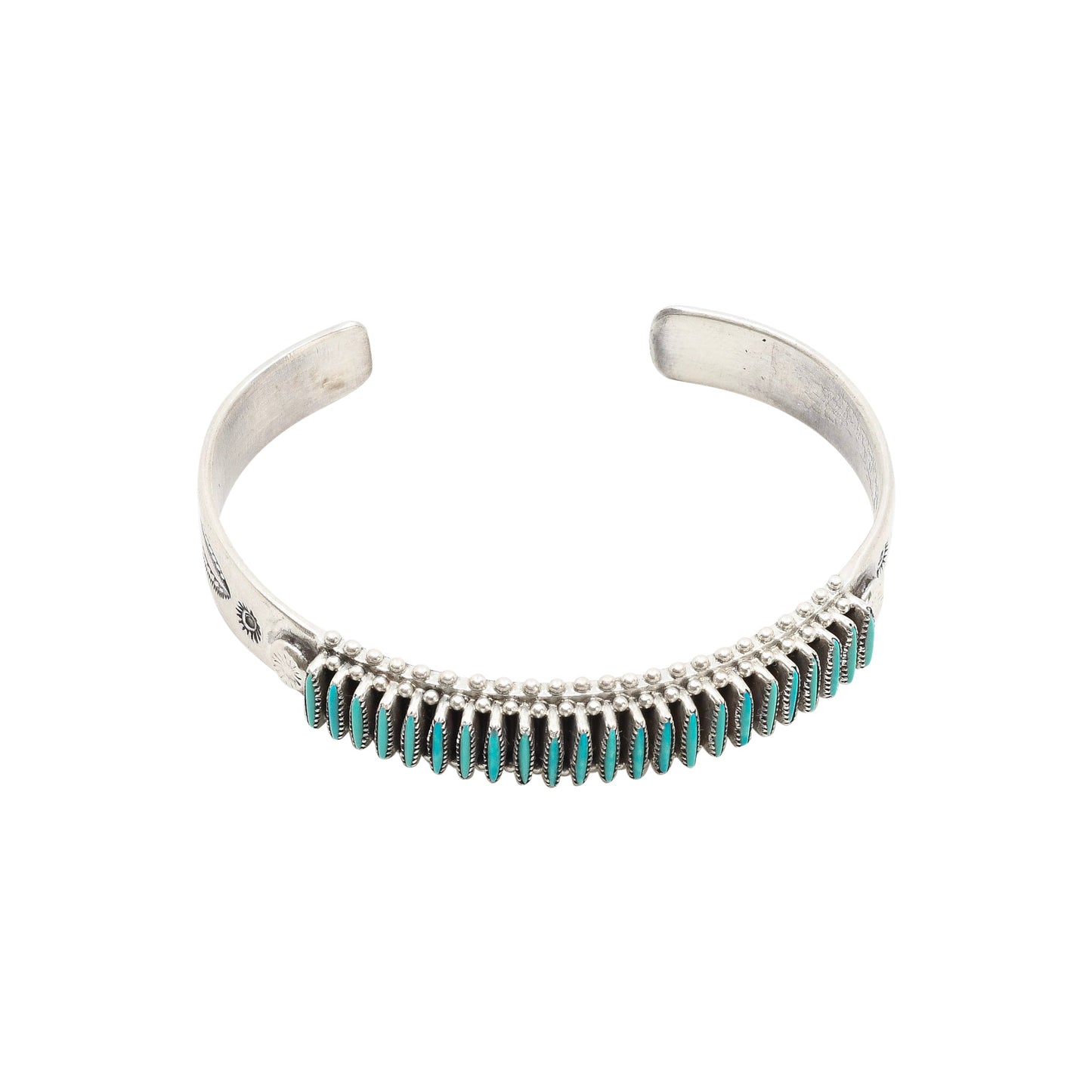 Vintage Zuni Needlepoint Turquoise Inlay Bracelet by Bryant Waatsa Jr. - Turquoise & Tufa