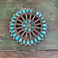 Vintage Zuni Turquoise Cluster Pin Pendant Wagon Wheel - Turquoise & Tufa