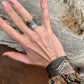 Wide Silver Band Ring By Michael Roanhorse - Turquoise & Tufa