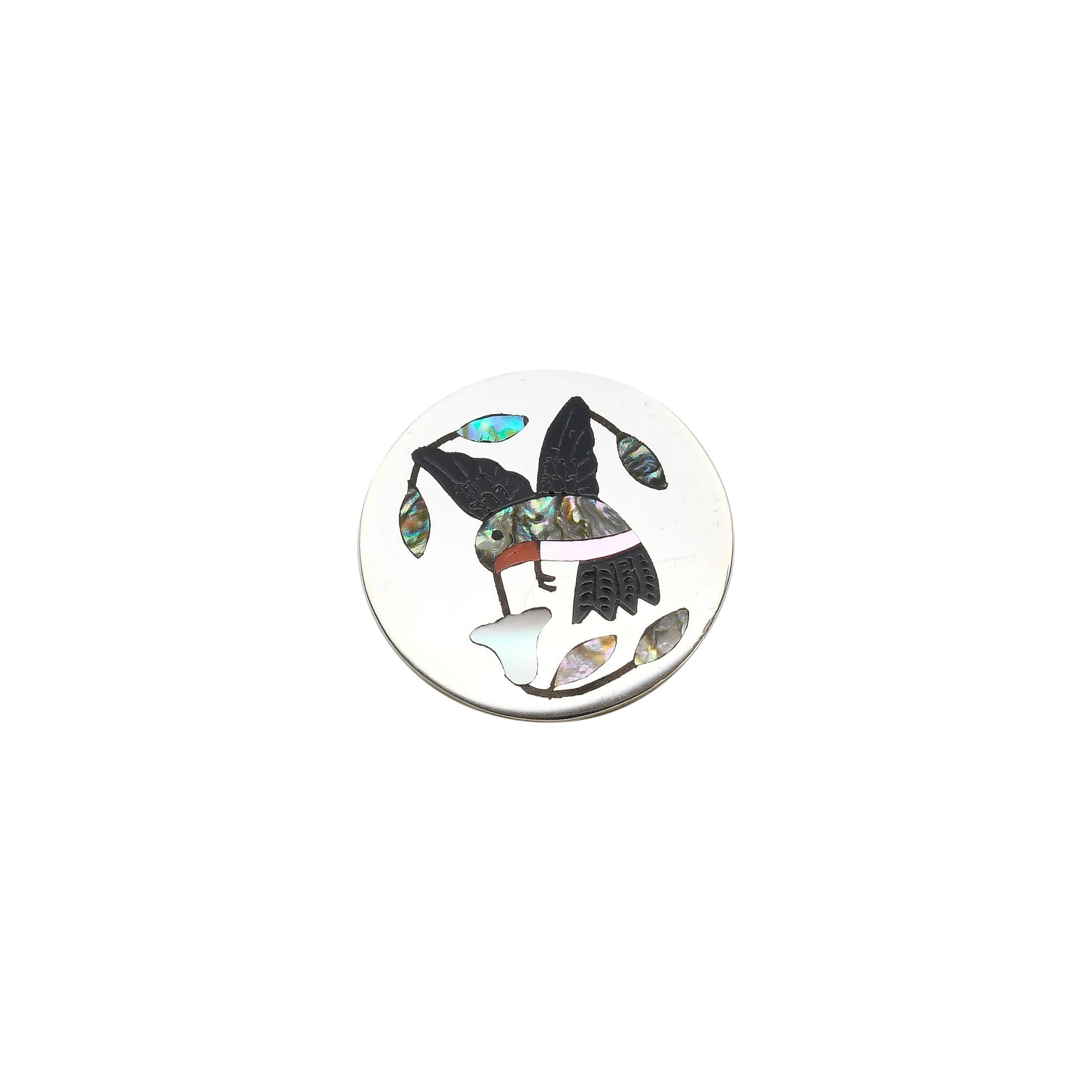 Zuni Inlay Hummingbird Pin Pendant By Sanford Edaakie - Turquoise & Tufa